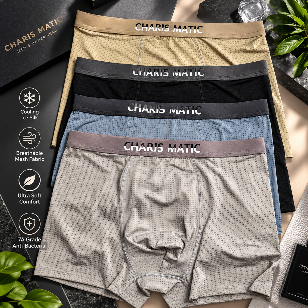 Premium Luxury Ice Silk Comfort Men’s Underwear (Set of 4)
