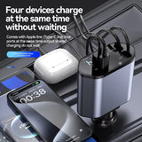 120W Retractable 4 in 1 Car Charger