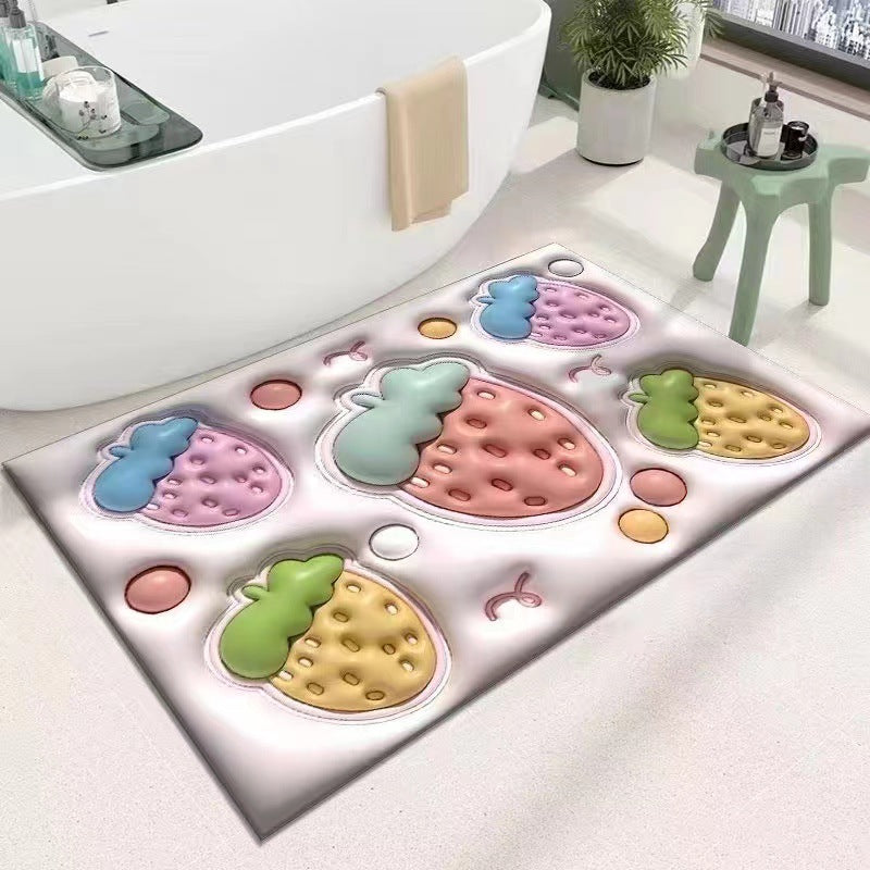 Luxury 3D Visual Anti-slip  Water Absorbent Quick Dry  Bath Mat
