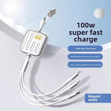 100W Two Drag 3 in 1 Fast Charging Cable