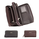 Double zipper PU Leather Men's long Wallet