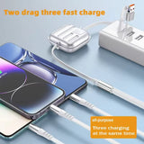 100W Two Drag 3 in 1 Fast Charging Cable