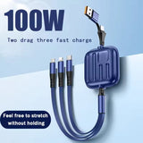 100W Two Drag 3 in 1 Fast Charging Cable