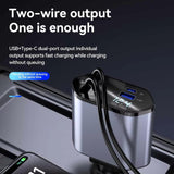 120W Retractable 4 in 1 Car Charger