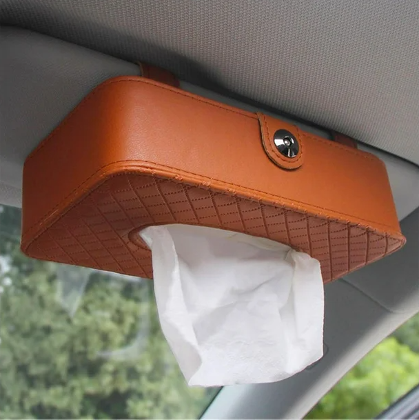 Leather Type Car Sun Visor Tissue Box Holder