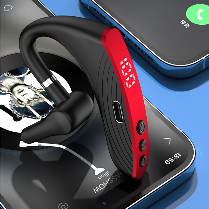 Comfort Fit Long Battery Ear-hook Headset With Display
