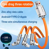 Head Rotating 120W 3 in 1 USB Data Charging Cable