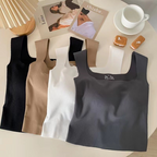 Everyday Wear Ice Silk Wide Shoulder Top -Khaki