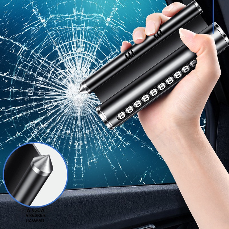 Four-in-One Car Metal Safety Hammer & Number Plate