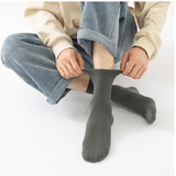 Solid Color Vertical Striped Cotton Socks( Set of 05)