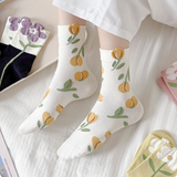 Japanese Style Floral Printed  Women’s Socks( Set of 05)
