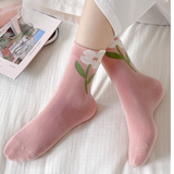 Japanese Style Floral Printed  Women’s Socks( Set of 05)