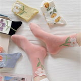 Japanese Style Floral Printed  Women’s Socks( Set of 05)