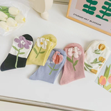 Japanese Style Floral Printed  Women’s Socks( Set of 05)
