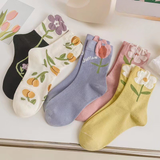 Japanese Style Floral Printed  Women’s Socks( Set of 05)