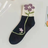 Japanese Style Floral Printed  Women’s Socks( Set of 05)