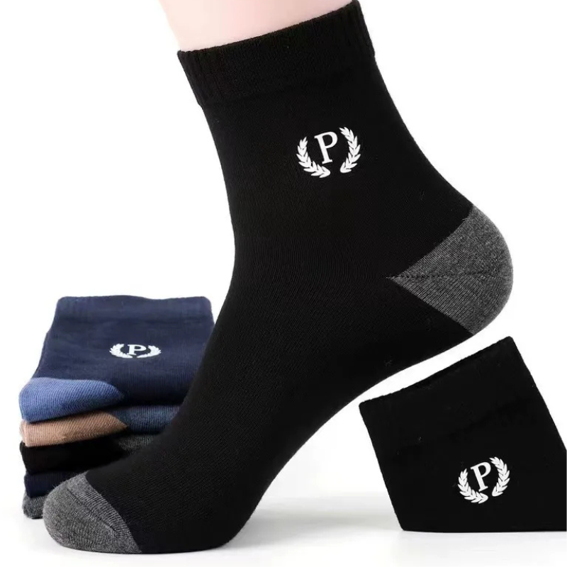 Men’s All-Season Polyester Mid-Tube Casual Socks(Set of 05)