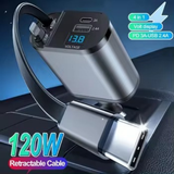 120W Retractable 4 in 1 Car Charger