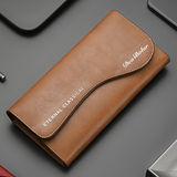 Retro PU Leather Slim Fold Long Wallet