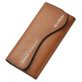Retro PU Leather Slim Fold Long Wallet