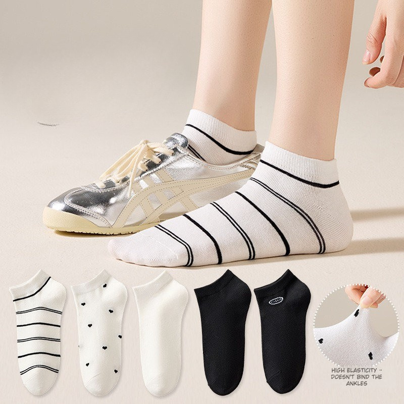 Original Design Preppy Style Cotton Socks (Set of 5)