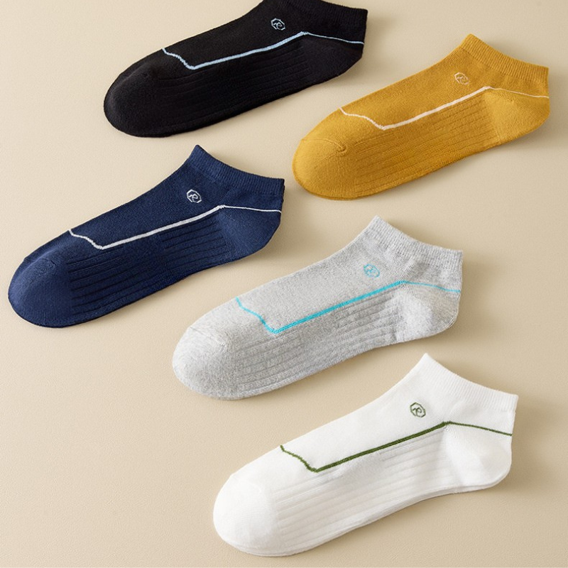 New Breathable Street Style Boat Socks (Set of 5)
