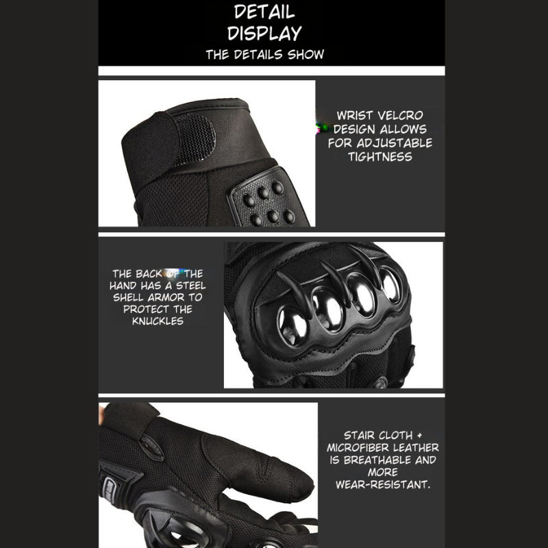Stainless Steel Shell Motorbike Safety Gloves