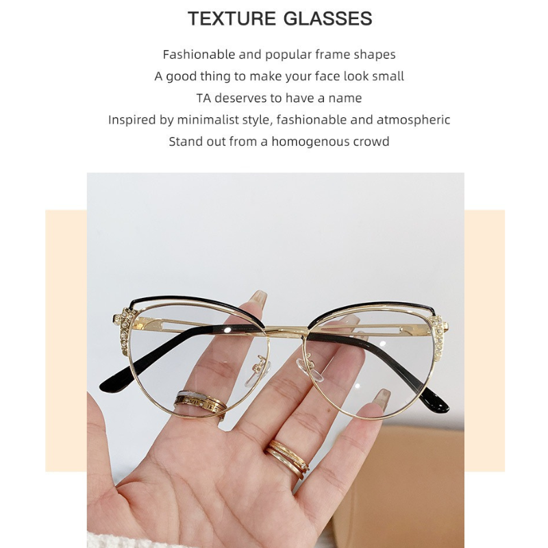 Diamond Cut Cat-Eye Frames for Women - Blue Silver