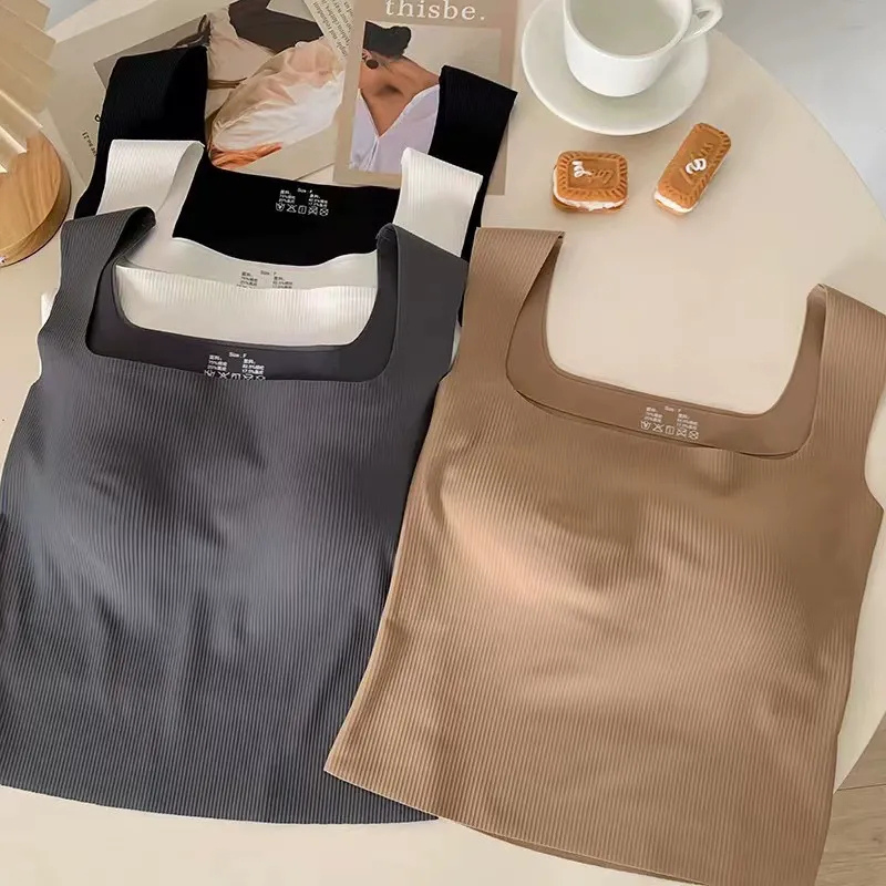 Everyday Wear Ice Silk Wide Shoulder Top -Khaki