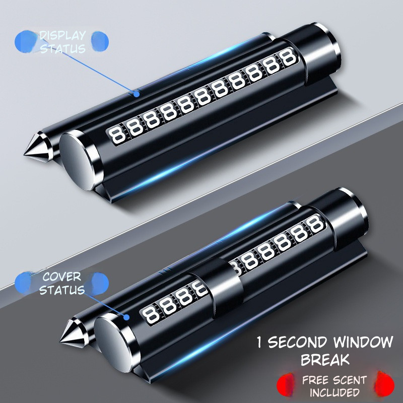Four-in-One Car Metal Safety Hammer & Number Plate