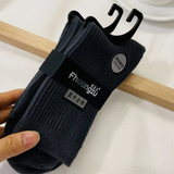 Solid Color Vertical Striped Cotton Socks( Set of 05)