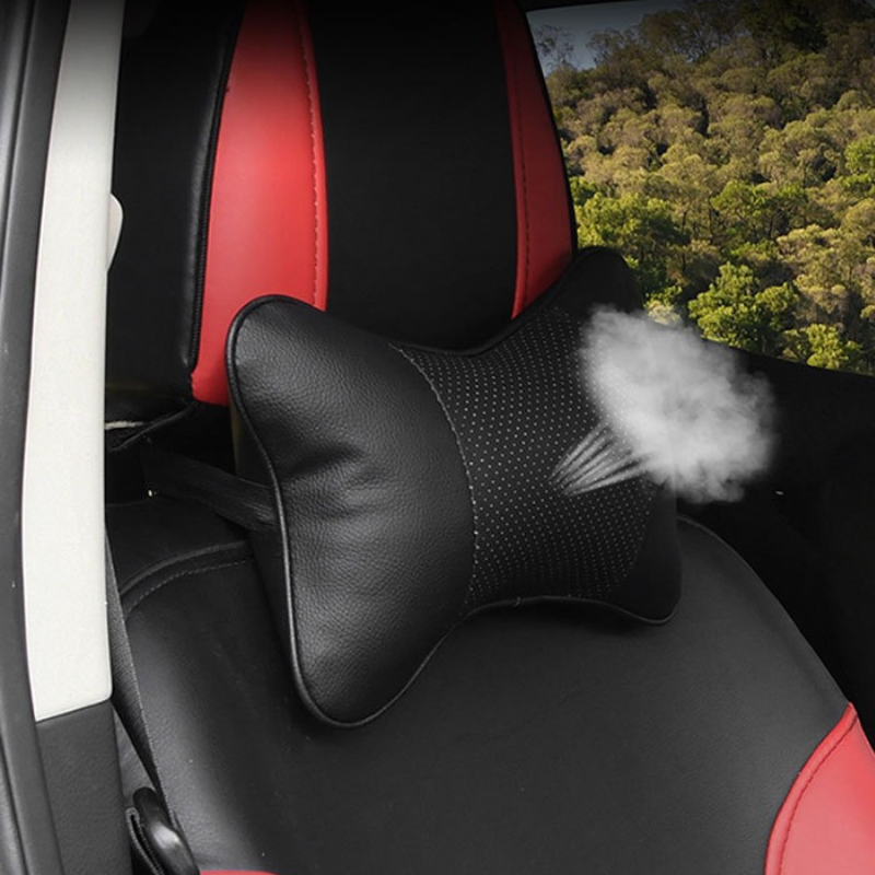 PU Leather Car Headrest Pillow ( Set Of 02 )