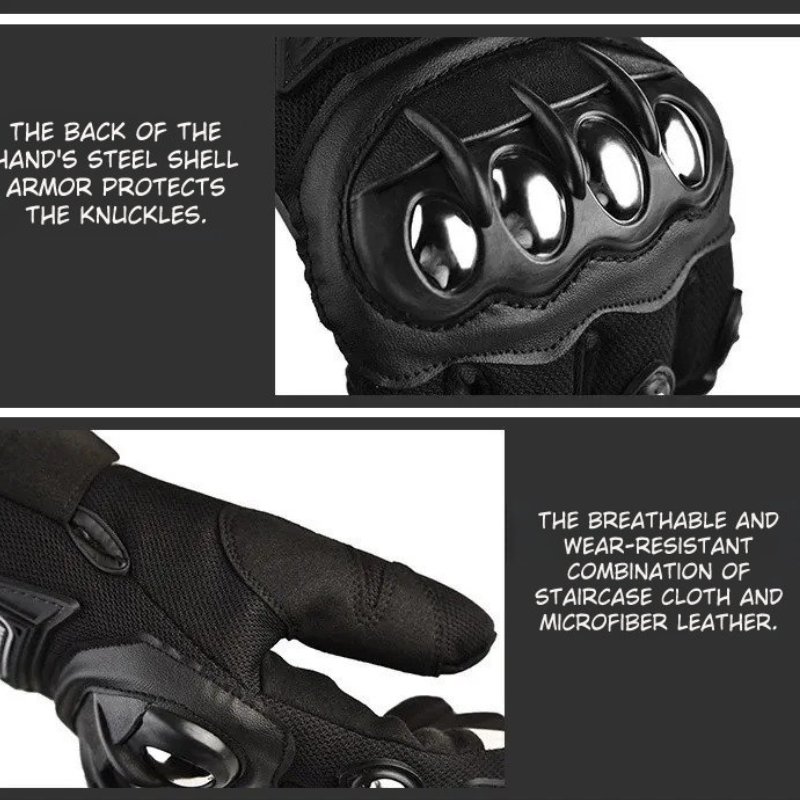 Stainless Steel Shell Motorbike Safety Gloves