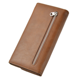 Retro PU Leather Slim Fold Long Wallet