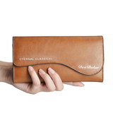 Retro PU Leather Slim Fold Long Wallet