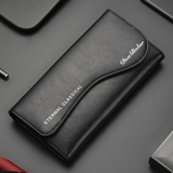 Retro PU Leather Slim Fold Long Wallet