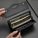 Retro PU Leather Slim Fold Long Wallet