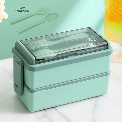 Portable Double-Layer Compartment Bento Box