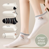 Original Design Preppy Style Cotton Socks (Set of 5)