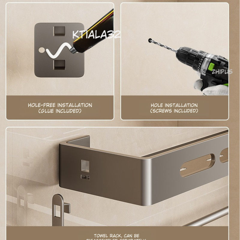 Premium Punch-Free Bathroom Storage Rack