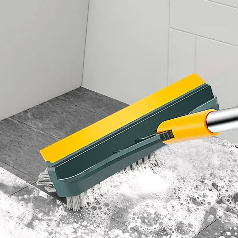 3 In 1 Long Handle Head Scraper Rotate Bathroom Floor Brush