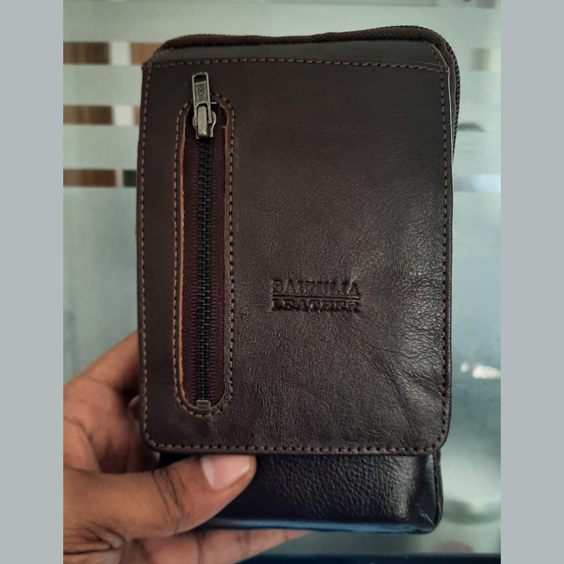 Real Cowhide Leather Waist Belt Mobile Phone Bag