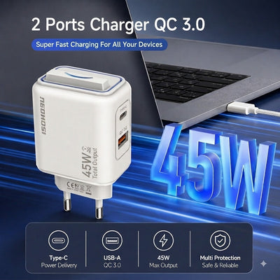 RECRSI 45W Dual-Port Fast Charger