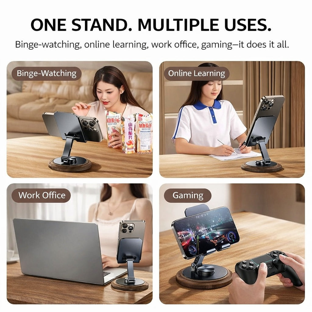 360 Degree Wooden Shape Rotating Adjustable Phone Stand