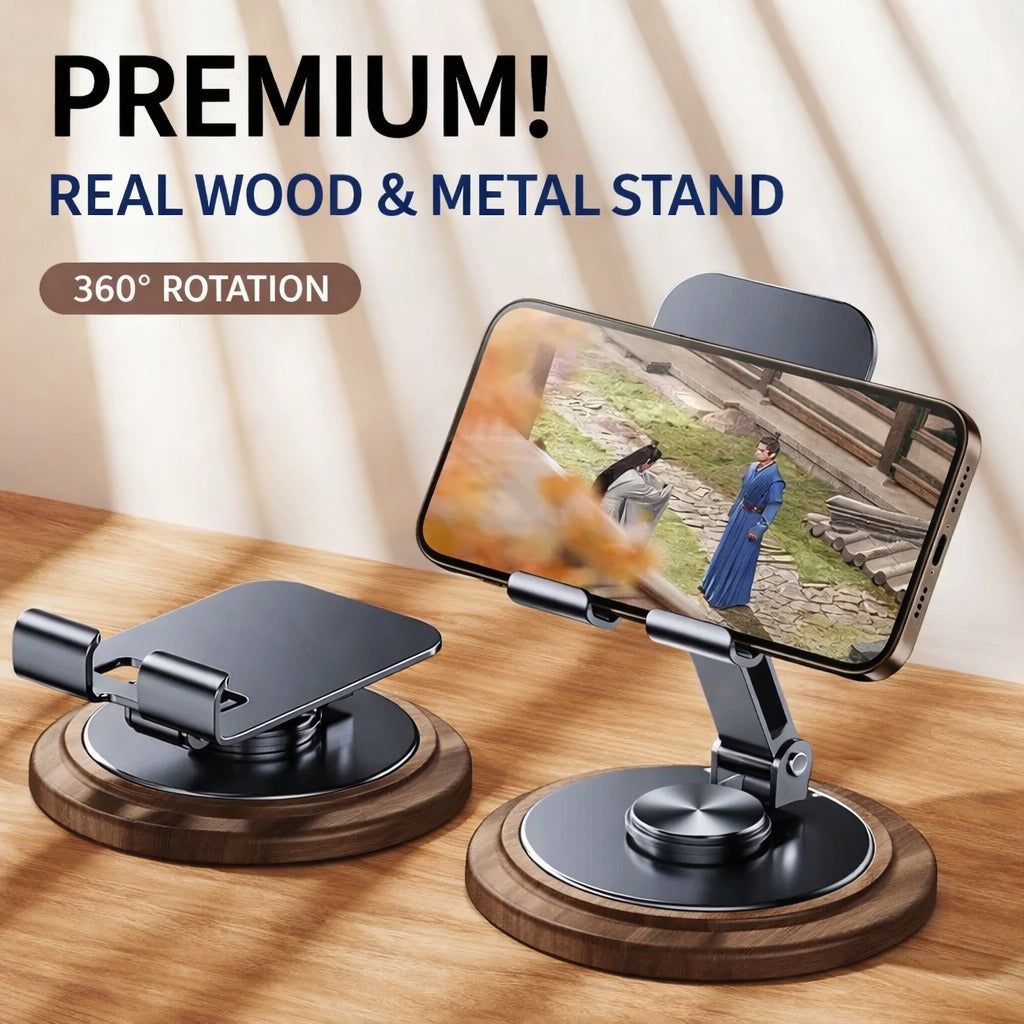 360 Degree Wooden Shape Rotating Adjustable Phone Stand