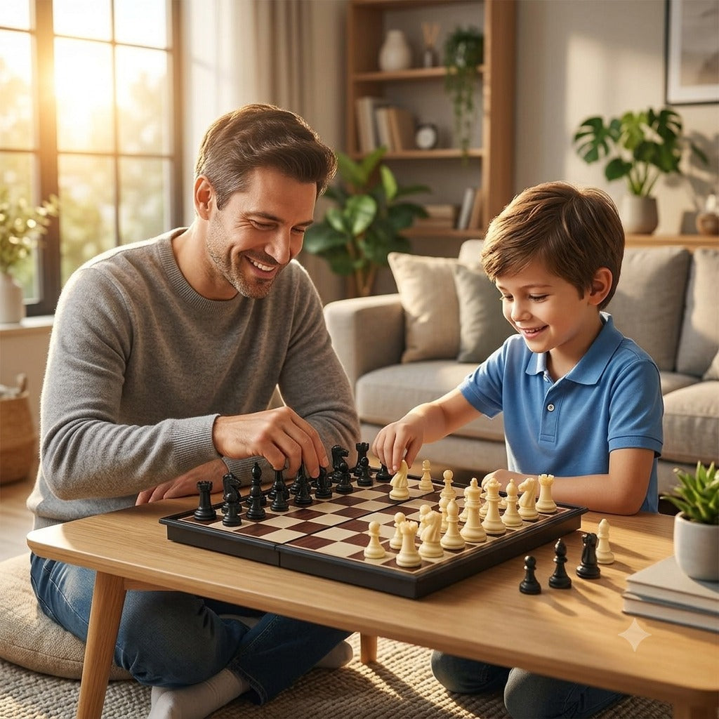 2-in-1 Magnetic Chess & Checkers Set
