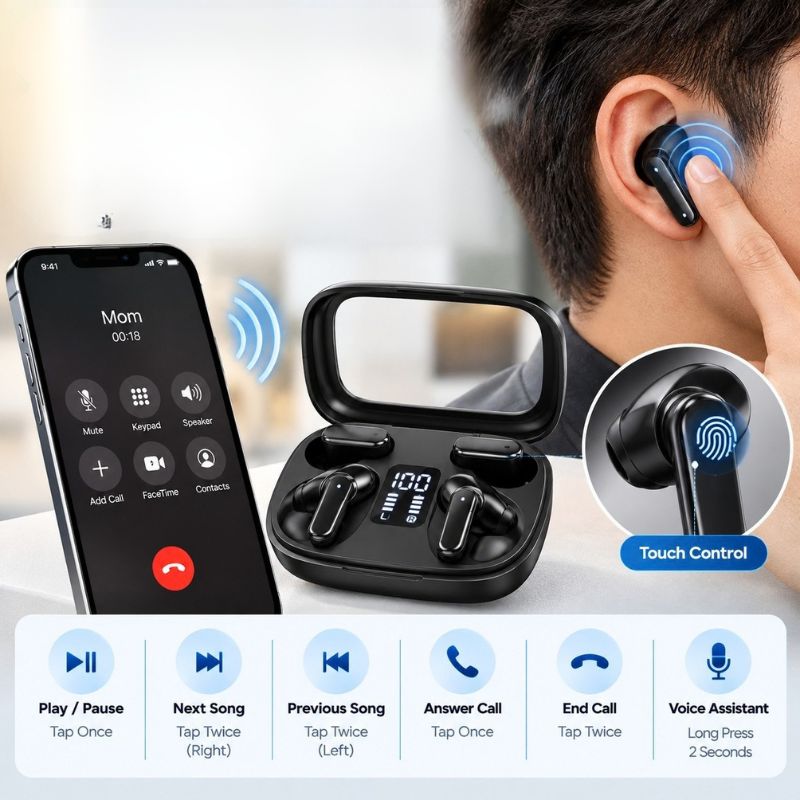 Q10 4-in-1 Bluetooth Earbuds-Dual Wearing Style