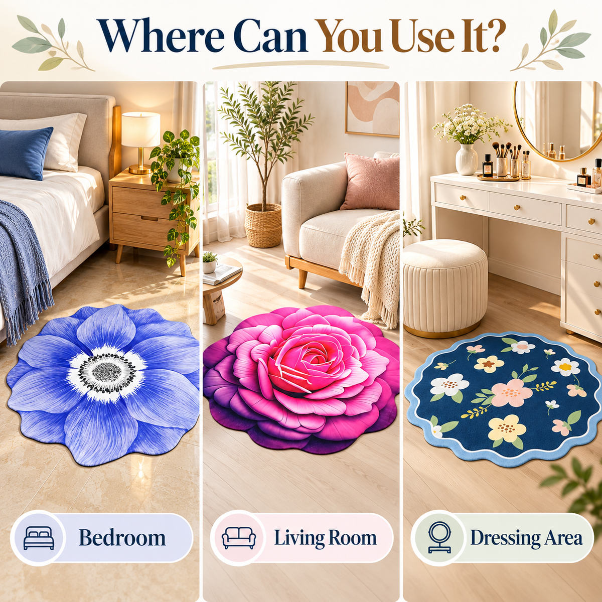 FloraNest Royal Bloom Anti-Slip Mat