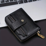 PU Leather Crocodile Leather Men's Zipper Card Holder