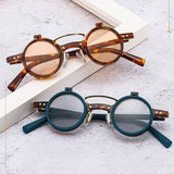 T307 Otu new round frame punk double flip sunglasses